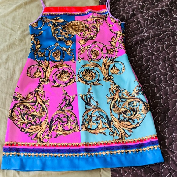 Versace Jeans Collection Baroque Vibrant Pink and Blue Dress - Picture 1 of 8